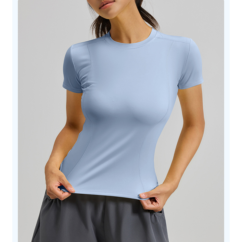 T Shirt Tight Fit - เสื้อยืดโยคะผู้หญิงทรงเข้ารูป แห้งเร็ว ระบายอากาศดี แขนสั้น เหมาะสำหรับวิ่ง น้ำหนักเบา