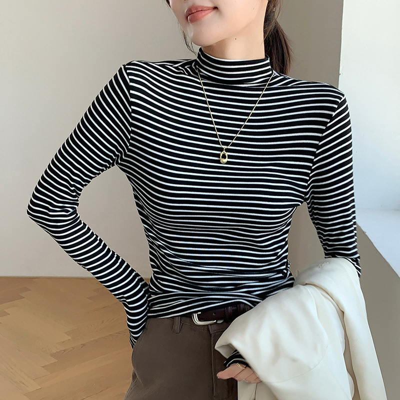 เสื้อยืดคอเต่าลายทางคลาสสิกสำห - Base Layer Top บทวิจารณ์และราคา